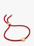 Monica Vinader Lab Grown Diamond Linear Cord Bracelet, Gold/Red