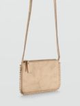 Mango Ondas Metallic Leather Crossbody Bag, Gold