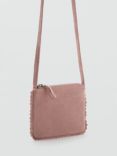 Mango Pink Suede Crossbody Bag, Pink