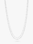 Simply Silver Polished Double Row Ball Chain Necklace, Silver