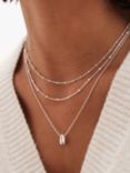 Simply Silver Polished Double Row Ball Chain Necklace, Silver