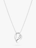 Simply Silver Polished Open Tapered Heart Pendant Necklace, Silver