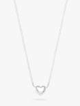 Simply Silver Puff Heart Threaded Chain Necklace, Silver