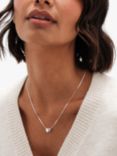 Simply Silver Puff Heart Threaded Chain Necklace, Silver