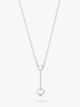 Simply Silver Polished Heart Y  Drop Necklace, Silver