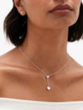 Simply Silver Polished Heart Y  Drop Necklace, Silver