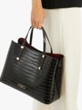 Dune Dorry Croc Effect Tote Bag, Black