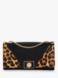 Dune Styled Leather Blend Leopard Crossbody Purse, Black/Multi