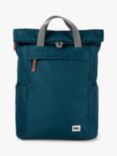 ROKA London Finchley A Recycled Canvas Rolltop Backpack, 15L, Teal