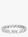 Jon Richard Polished and Pave Crystal Stretch Bracelet, Silver