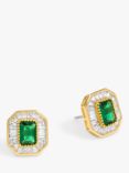 Jon Richard Baguette Cubic Zirconia Stud Earrings, Gold