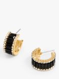 Jon Richard Gold Plated and Jet Baguette Stone Hoop Earrings