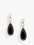 Jon Richard Jet Pear Drop Earrings, Gold/Black