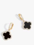 Jon Richard Jet Clover Drop Huggie Earrings, Gold