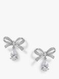 Jon Richard Crystal Bow Earrings, Silver