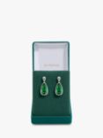 Jon Richard Cubic Zirconia Pear Drop Earrings, Silver/Green