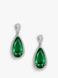 Jon Richard Cubic Zirconia Pear Drop Earrings, Silver/Green