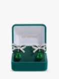 Jon Richard Emerald Bow Drop Earrings, Silver