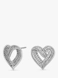 Jon Richard Textured Heart Stud Earrings, Silver