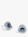 Jon Richard Sapphire Halo Earrings, Silver/Blue