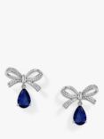 Jon Richard Sapphire Bow Drop Earrings, Silver/Blue