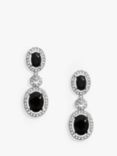 Jon Richard Crystal And Jet Halo Earrings, Silver