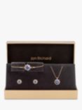 Jon Richard Bridal Colour Effect Stone Halo Pendant Necklace, Earrings and Bracelet Set, Gold