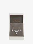 Jon Richard Cubic Zirconia Floral Necklace and Stud Earrings Jewellery Set, Silver