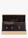 Jon Richard Cubic Zirconia Circles Stud Earrings, Bracelet and Pendant Necklace Gift Set, Gold