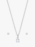 Jon Richard Bridal Cubic Zirconia Pendant Necklace and Stud Earrings Set, Silver