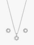 Jon Richard Bridal Cubic Zirconia Open Twist Pendant Necklace and Earrings Set, Silver