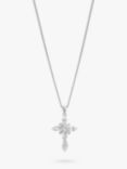 Jon Richard Cubic Zirconia Cross Pendant Necklace, Silver