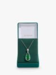 Jon Richard Emerald Cubic Zirconia Pear Drop Pendant, Silver/Green