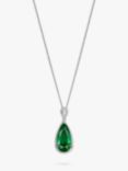 Jon Richard Emerald Cubic Zirconia Pear Drop Pendant, Silver/Green