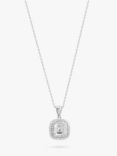 Jon Richard Cubic Zirconia Square Crystal Pendant Necklace, Silver