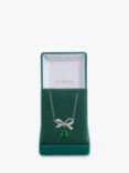 Jon Richard Emerald Cubic Zirconia Bow Pendant Necklace, Silver