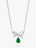 Jon Richard Emerald Cubic Zirconia Bow Pendant Necklace, Silver