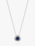 Jon Richard Cubic Zirconia Halo Pendant Necklace, Silver/Blue