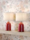 Laura Ashley Penny Ceramic Base Table Lamp, Set of 2, Rosewood Red