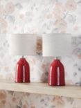 Laura Ashley Penny Ceramic Base Table Lamp, Set of 2, Rosewood Red