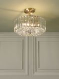 Laura Ashley Fernhurst 3 Bulb Semi-Flush Ceiling Light, Antique Brass