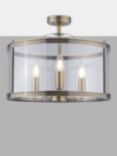 Laura Ashley Harrington 3 Bulb Semi-Flush Ceiling Light, Antique Brass