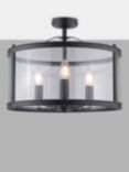 Laura Ashley Harrington 3 Bulb Semi-Flush Ceiling Light, Black