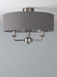 Laura Ashley Sorrento 3 Arm Semi Flush Ceiling Light, Nickel