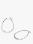 Simply Silver Oval Flat Edge Hoop Earrings, Silver