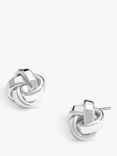 Simply Silver Polished Double Row Knot Stud Earrings, Silver