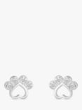 Simply Silver Cubic Zirconia Paw Stud Earrings, Silver