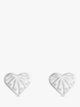 Simply Silver Cubic Zirconia Sunburst Heart Stud Earrings, Silver