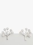 Simply Silver Cubic Zirconia Fine Tree of Love Stud Earrings, Silver