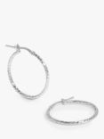 Simply Silver Fine Twisted Diamond Cut Hoop Earrings, Silver